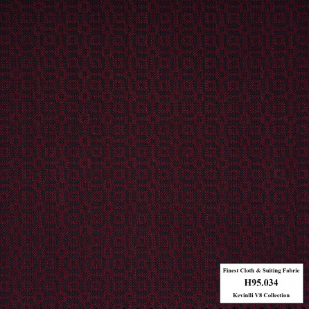 H95.034 Kevinlli V8 - Vải Suilt 90% Wool - Tím than họa tiết